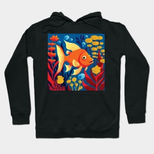 Cute Goldfish swimming in the sea with brightly coloured Seaweed Hoodie